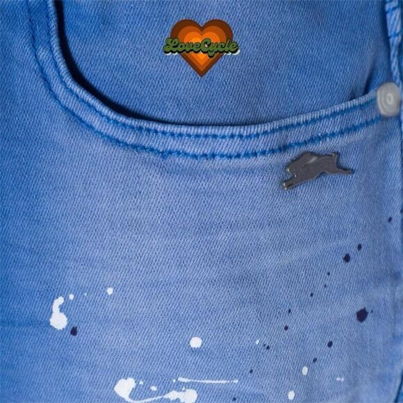 Men's A. Tiziano Sullivan Twill Baby Blue Paint Splatter Jeans – Size 46 - Picture 6 of 8